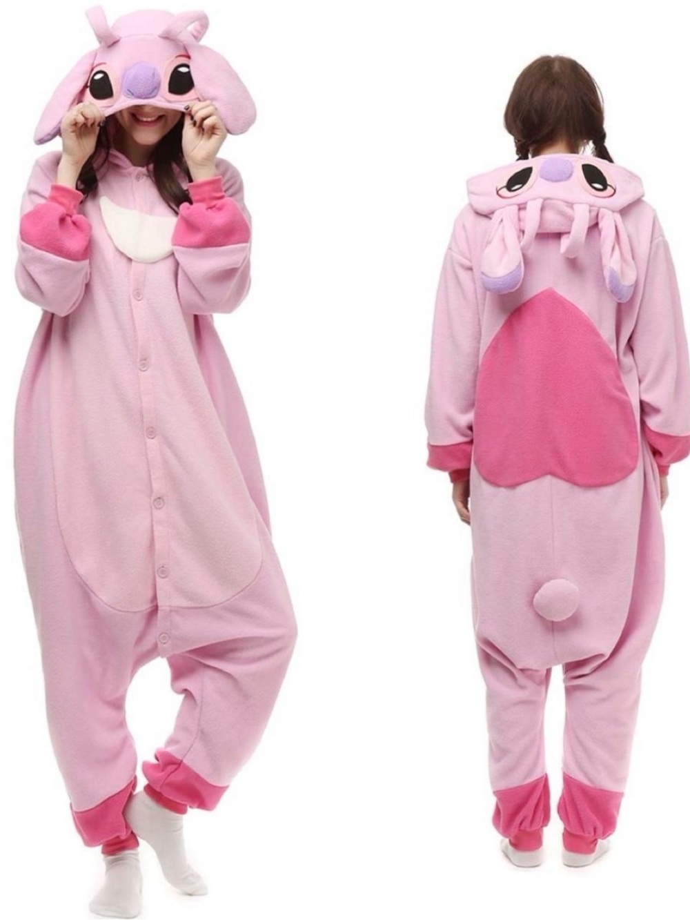 Pink Animal Women Onesie Costume XS Unisex
Kawaii Fleece Halloween Pajamas